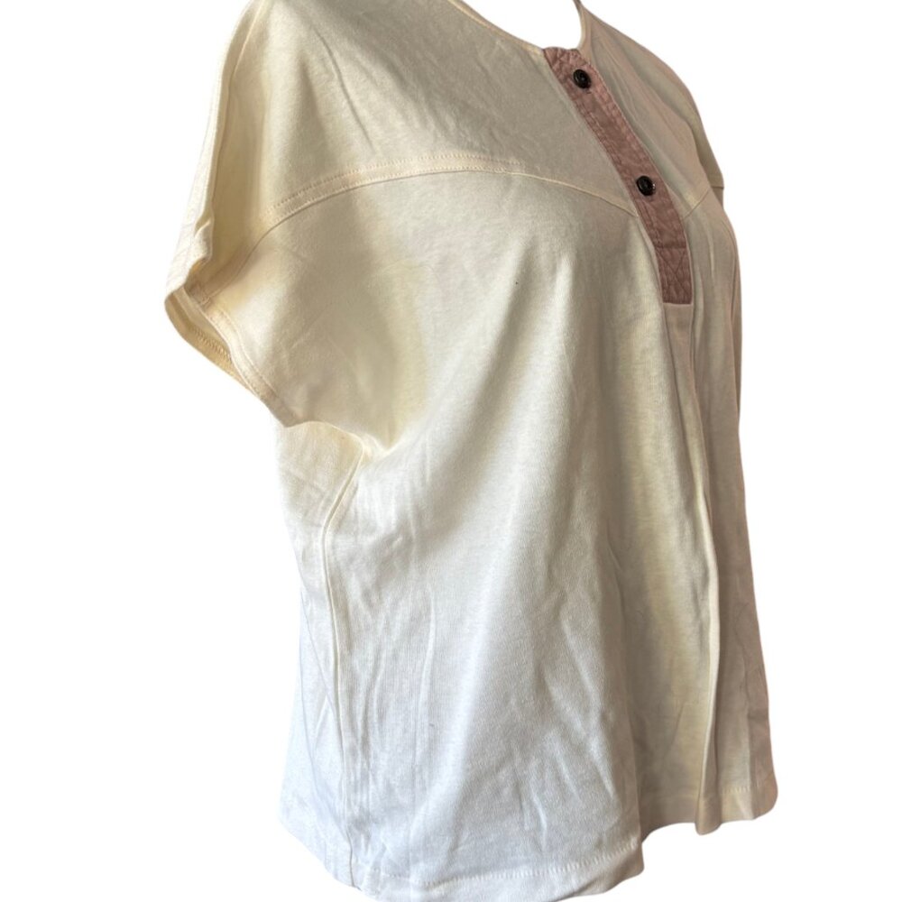 Bay Club by Catalina Vintage 80s Women's off white pink Henley sleeveless shirt - Picture 2 of 8